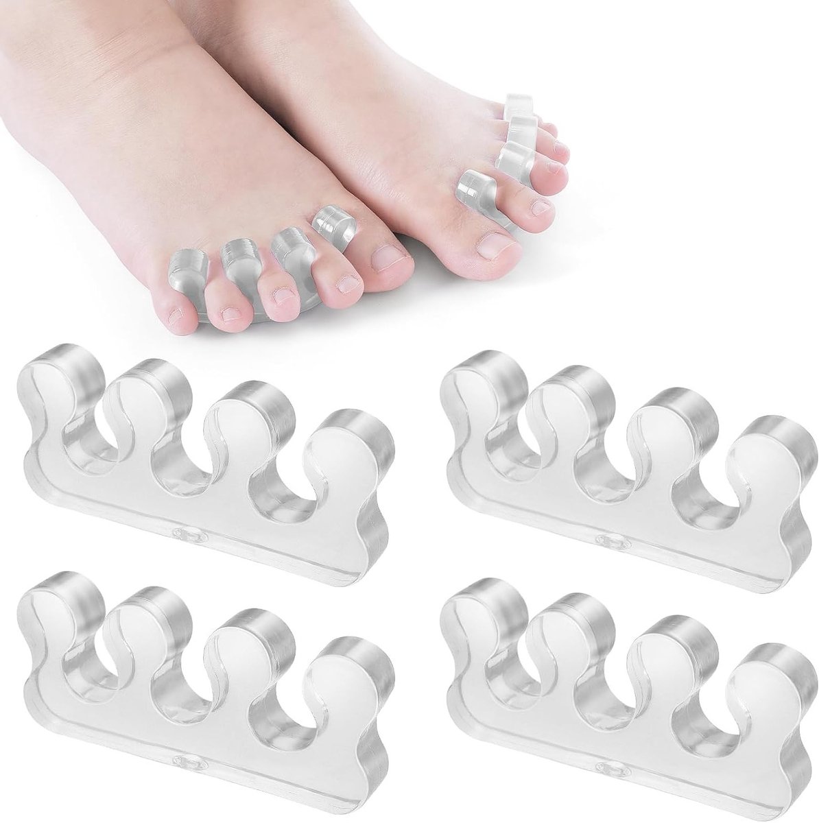 4 Stuks Gel Tussenruimte voor Tenen, Herbruikbare en Wasbare Tussenstukken voor Pedicure en Manicure, Ideaal voor Nagellak en Tussenruimtes voor Tenen voor Dames en Heren