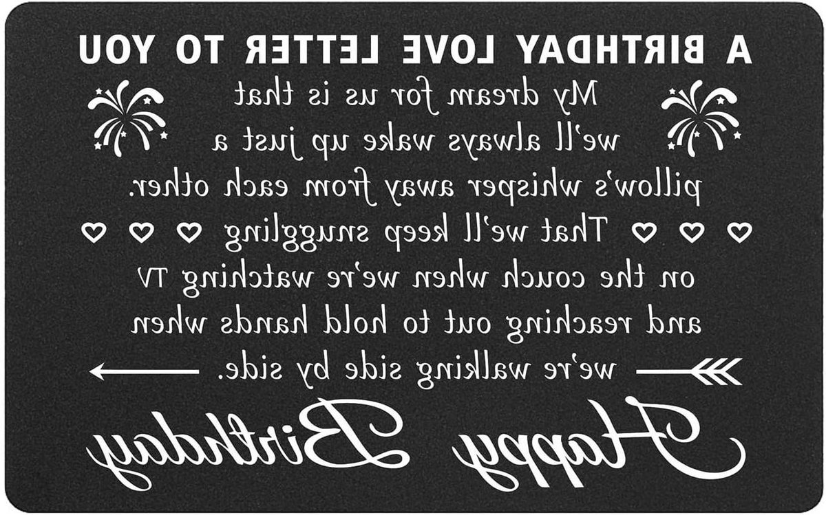 Verjaardagskaart Portemonnee - Liefdesbrief Kaart - Cadeau Geven - Aluminium Legering Metaal - 8.5 x 5.3 cm - Zwart