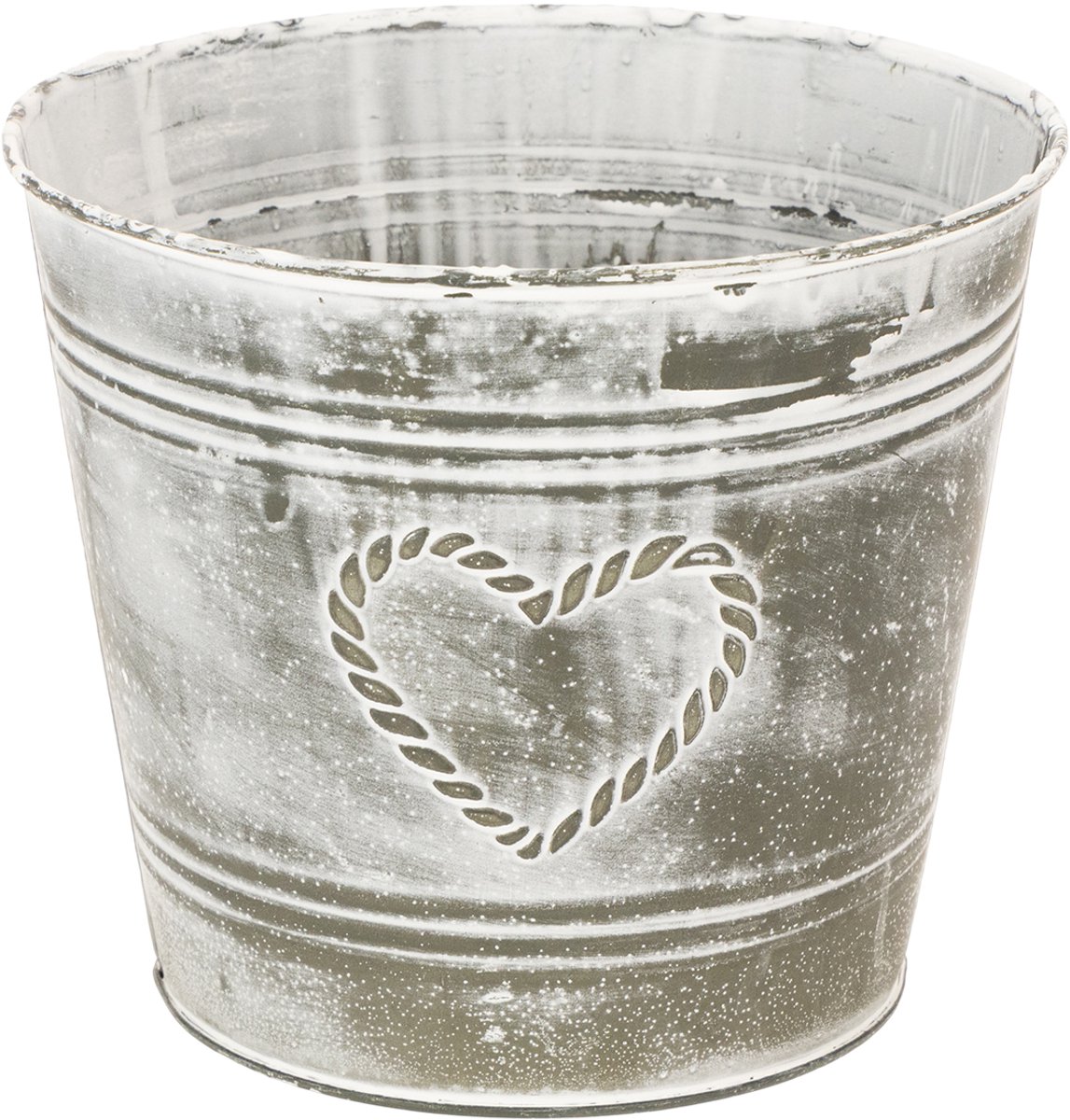 Shabby Chic bloempot, metalen plantenbak, hartvormig, Ø17,5 cm, H15,5