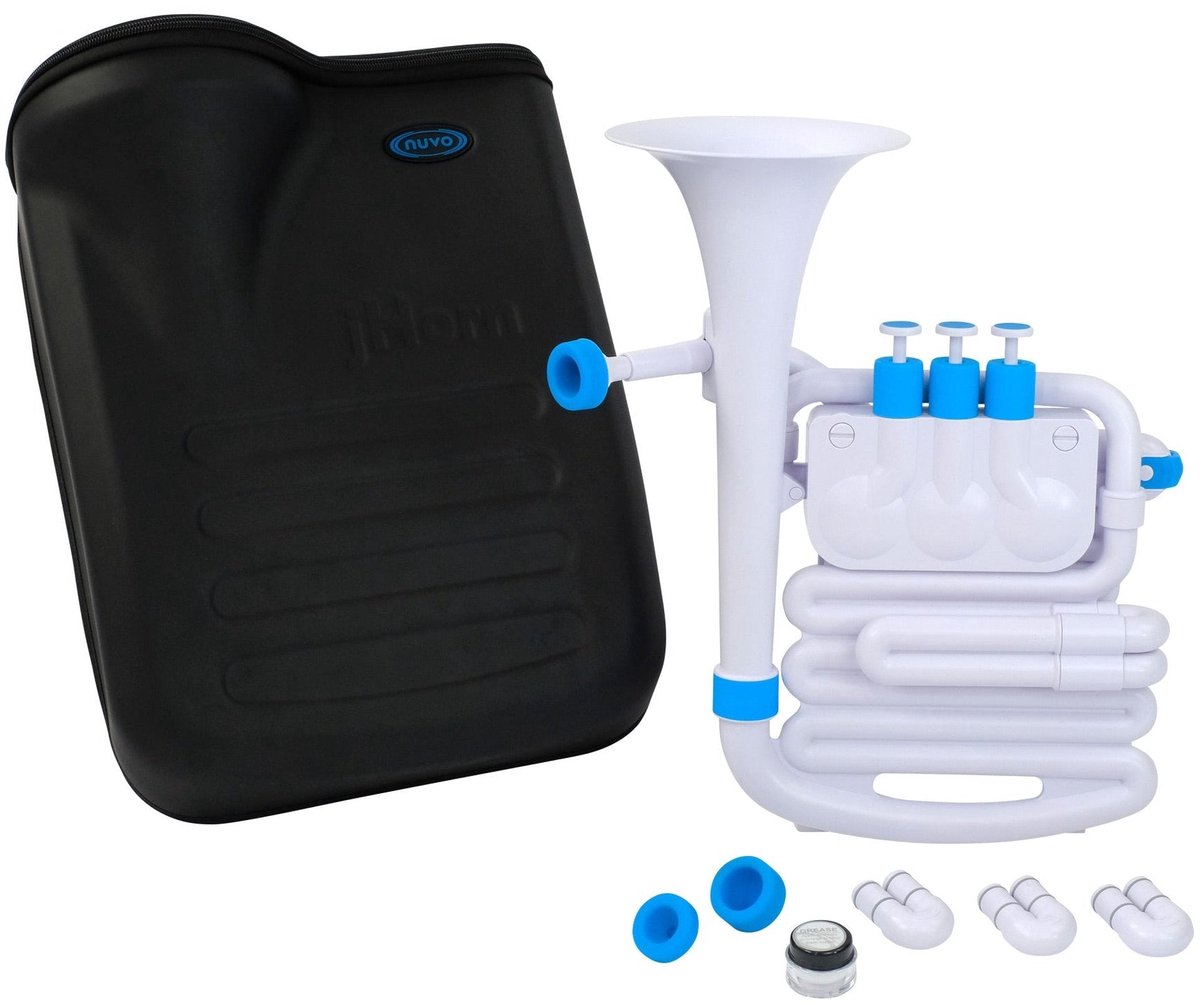 NUVO jHorn wit-blauw kinder blaasinstrument in Bb met draaiventielen en 720 gram