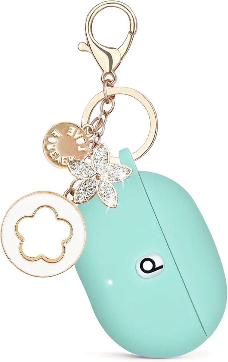 Beschermhoes Hoesje - Oordopjes Case - Beats Studio Buds Beschermen - Met Klavertje Vier Sleutelhanger - Niet gespecificeerd - Mintgroen