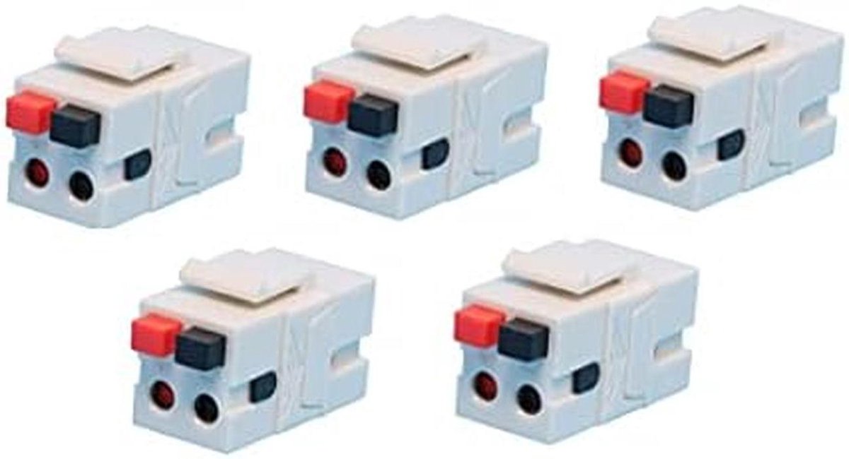 Luidspreker Keystone Jack - Audio Koppelaar - Wandmontage Audio - Push and Play - 5 Stuks - Wit