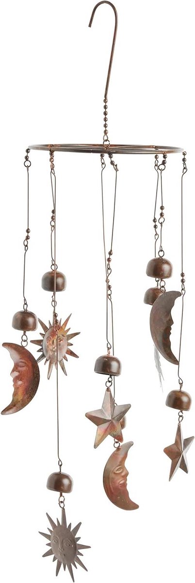 Tuindecoratie Mobiel - Zon Maan Sterren - Tuin Aankleden - Handgemaakt Natuurlijke Materialen - 20.3 x 76.2 cm - Multicolor