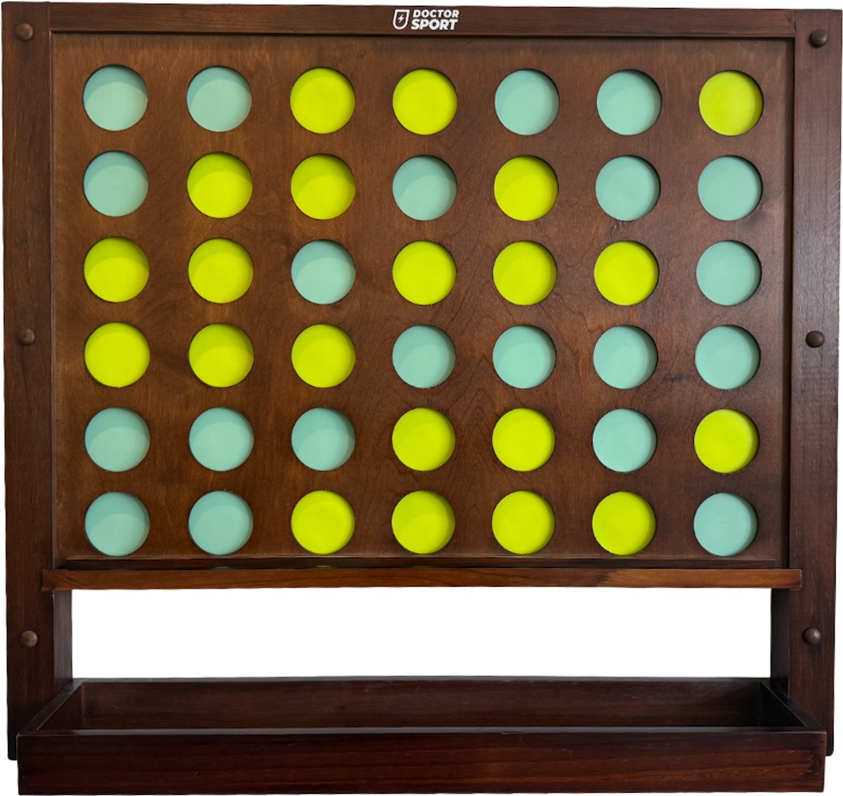Muur 4 op een Rij - Hout - 86x78 cm - Uniek designed - Groen Geel - 9 cm schijven - incl. hangmateriaal