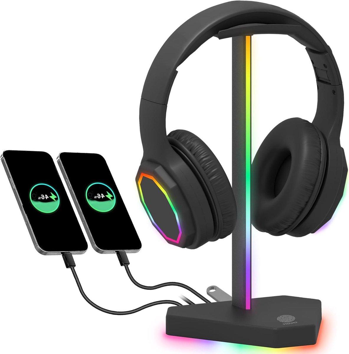 Hoofdtelefoonstandaard - Headsethouder Bureau - Gaming Setup Organiseren - Met RGB Verlichting - Niet gespecificeerd - Zwart