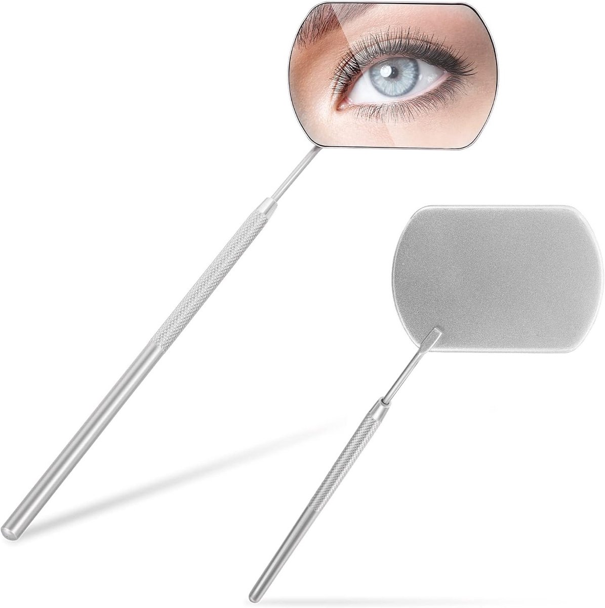 Draagbare vierkante spiegel voor wimpers, ideaal voor het aanbrengen van wimperextensions en accessoires, multifunctionele roestvrijstalen spiegel voor een perfecte look