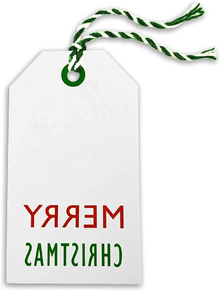 Kerst Kraft Labels - Cadeau Labels - Cadeaus Versieren - Met Opdruk - 25 Stuks - Wit