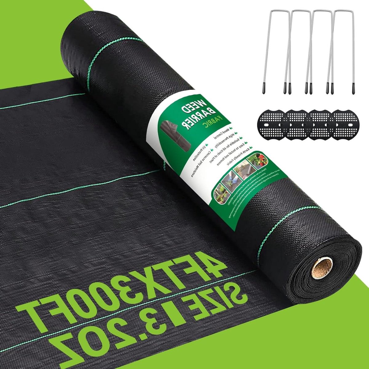 Onkruidbarrière Landschapsstof - Onkruiddoek Tuin - Onkruid Groei Voorkomen - Hoge Waterdoorlatendheid - 4FT x 300FT - Zwart