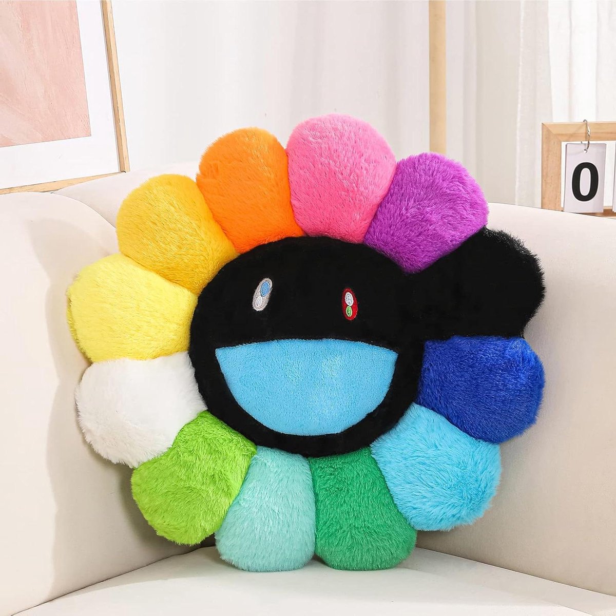 Bloemkussen - Zonnebloemkussen Sierkussen - Woonkamer Decoratie - Superzacht Pluche Materiaal - 40 cm - Zwart