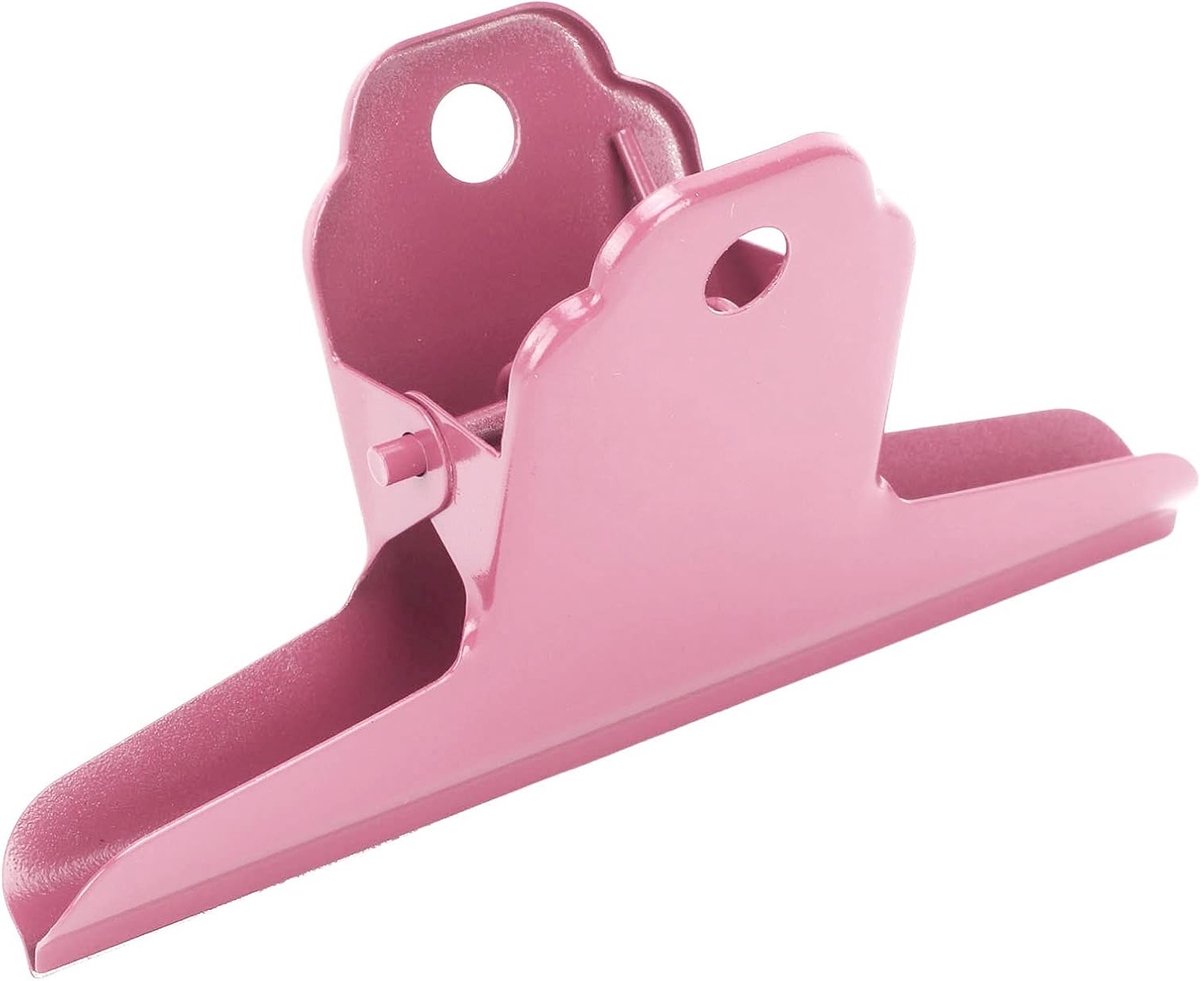 Dikke metalen bulldog clips, 2 stuks, voor kantoor en keuken - sterke binder paper clips voor tekeningen en documenten (roze)