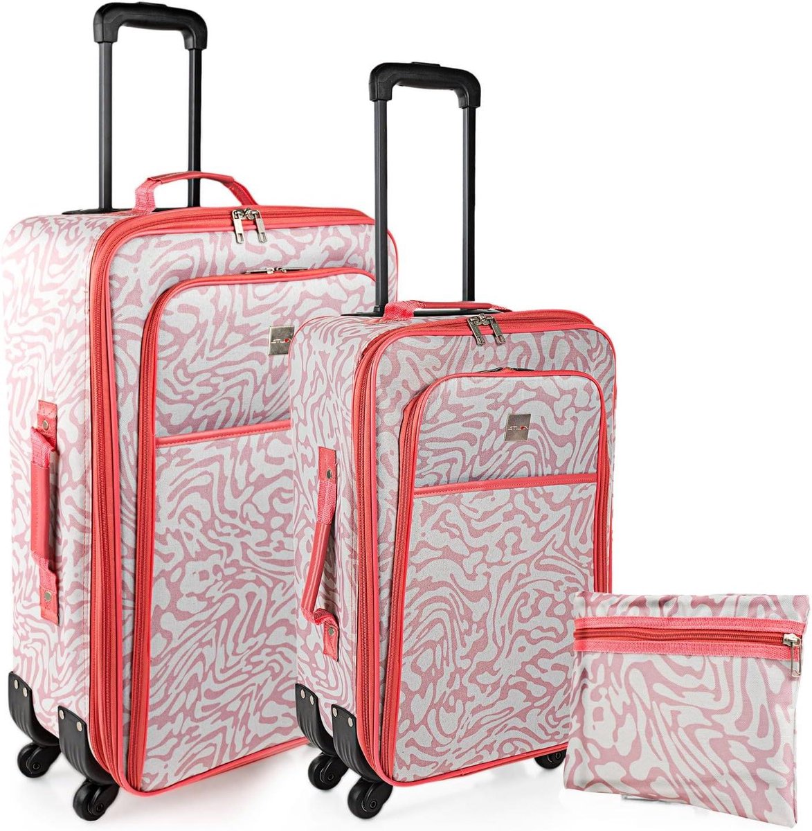 Reis Koffer Set - Bagage Trolley - Reizen Gemakkelijk Maken - Geïntegreerd TSA Slot - 54 Liter - Beige-Koraal