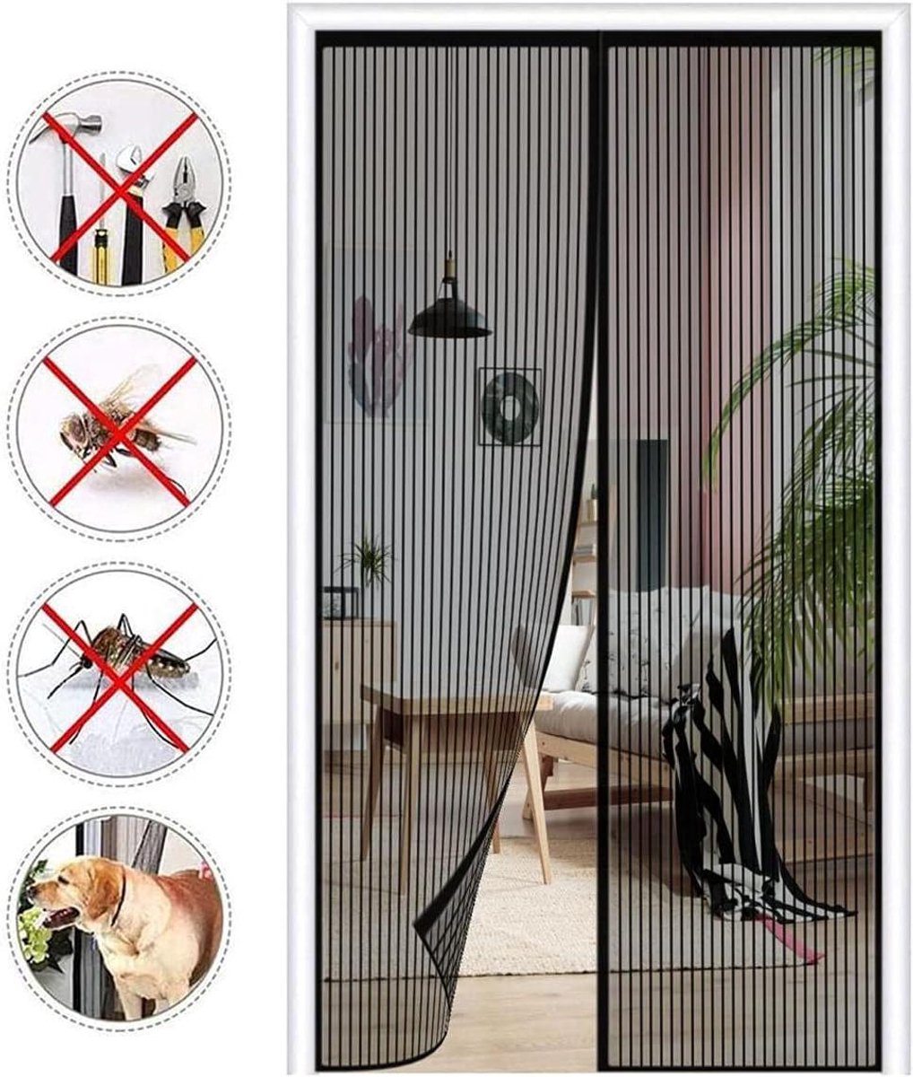 Magnetische Hordeur - Vliegengaas Gordijn - Insecten Buiten Houden - Automatisch Sluitend - 100x240cm - Zwart