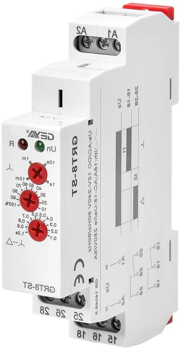 Motor Ster Delta Relais - Vertraging Timer - Motor Bescherming - Dubbele Tijdinstelling - 18 mm breed - Grijs