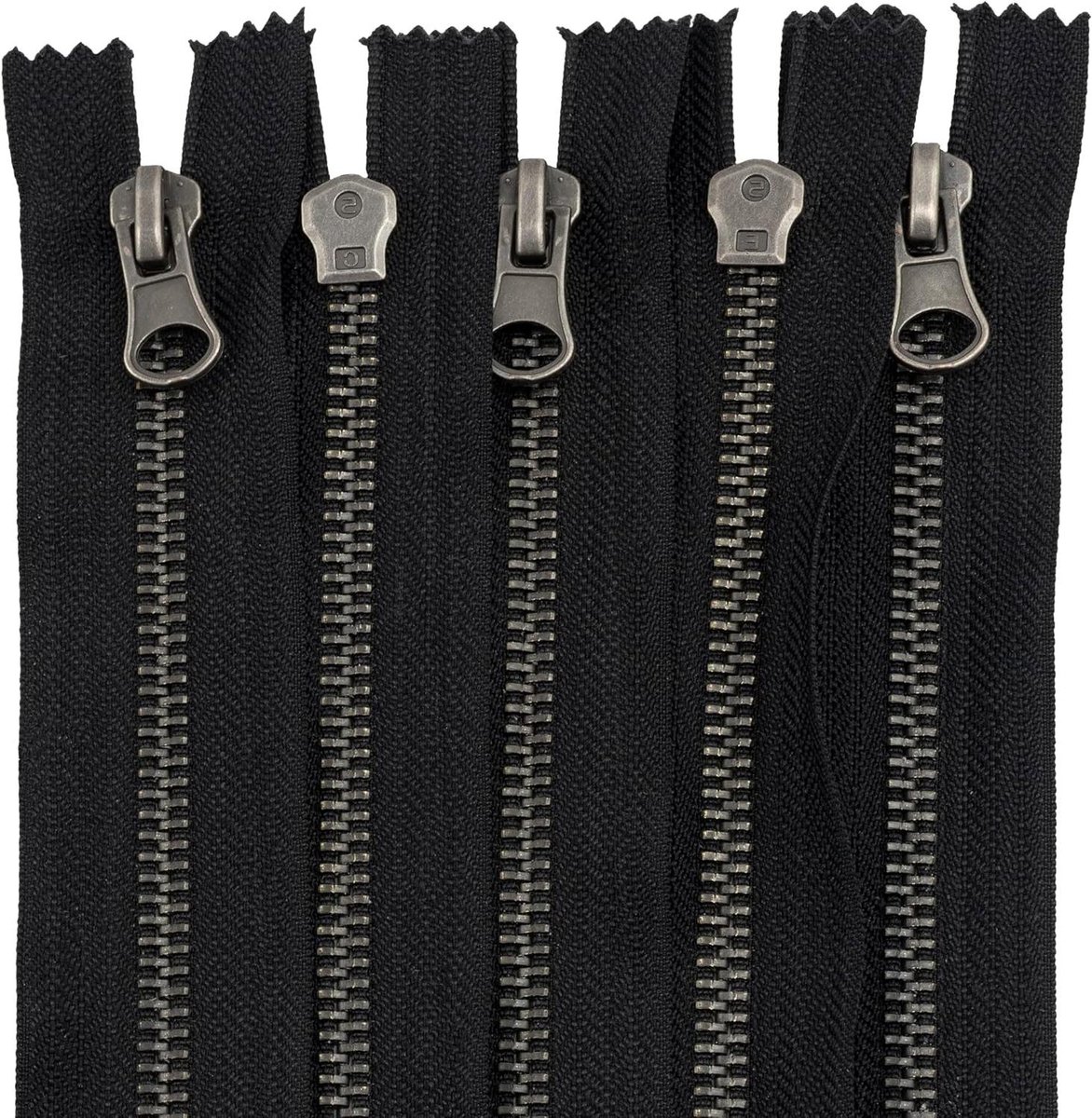 Ritssluitingen Set - Niet-scheidbare Ritsen - Kleding Repareren - Vintage Metaal - 20 cm - Zwart