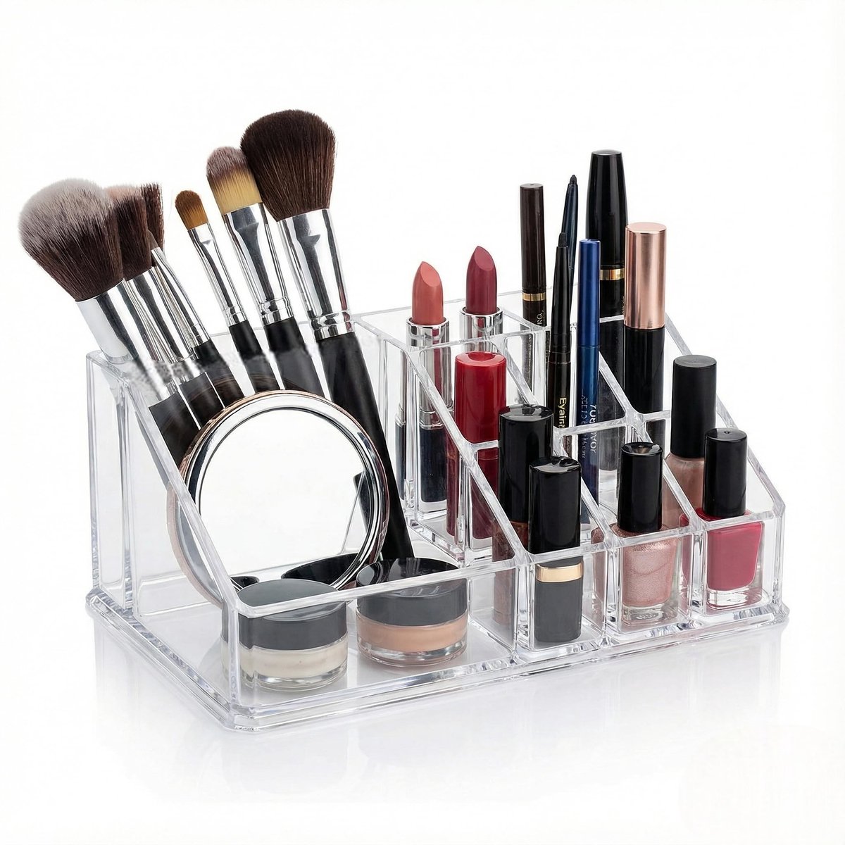 MIJOMA Cosmetics Organiser - Transparante Makeup Organizer met 9 Compartimenten (17.3 x 9.5 x 6.5 cm)