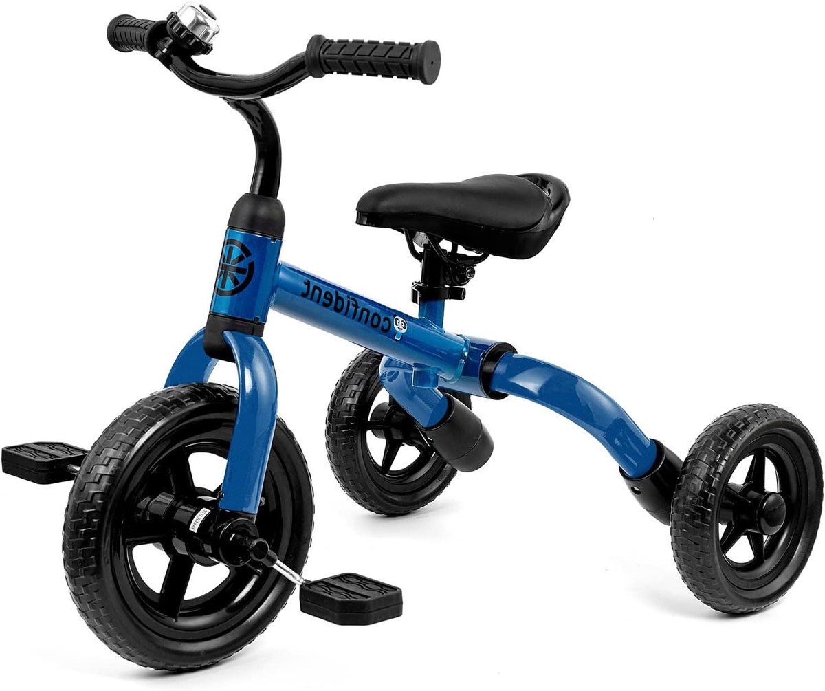 Kinderdriewieler 3-in-1 - Loopfiets Peuter - Kind Ontwikkeling - Opvouwbaar Koolstofstaal - Verstelbare Zitting - Blauw