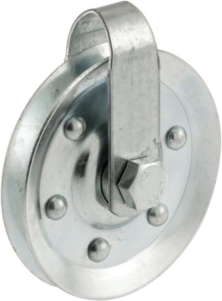 Katrol met Riemen - Poelie Set - Hijs Toepassingen - Gegalvaniseerd Staal - 7.5 cm Diameter - Zilver