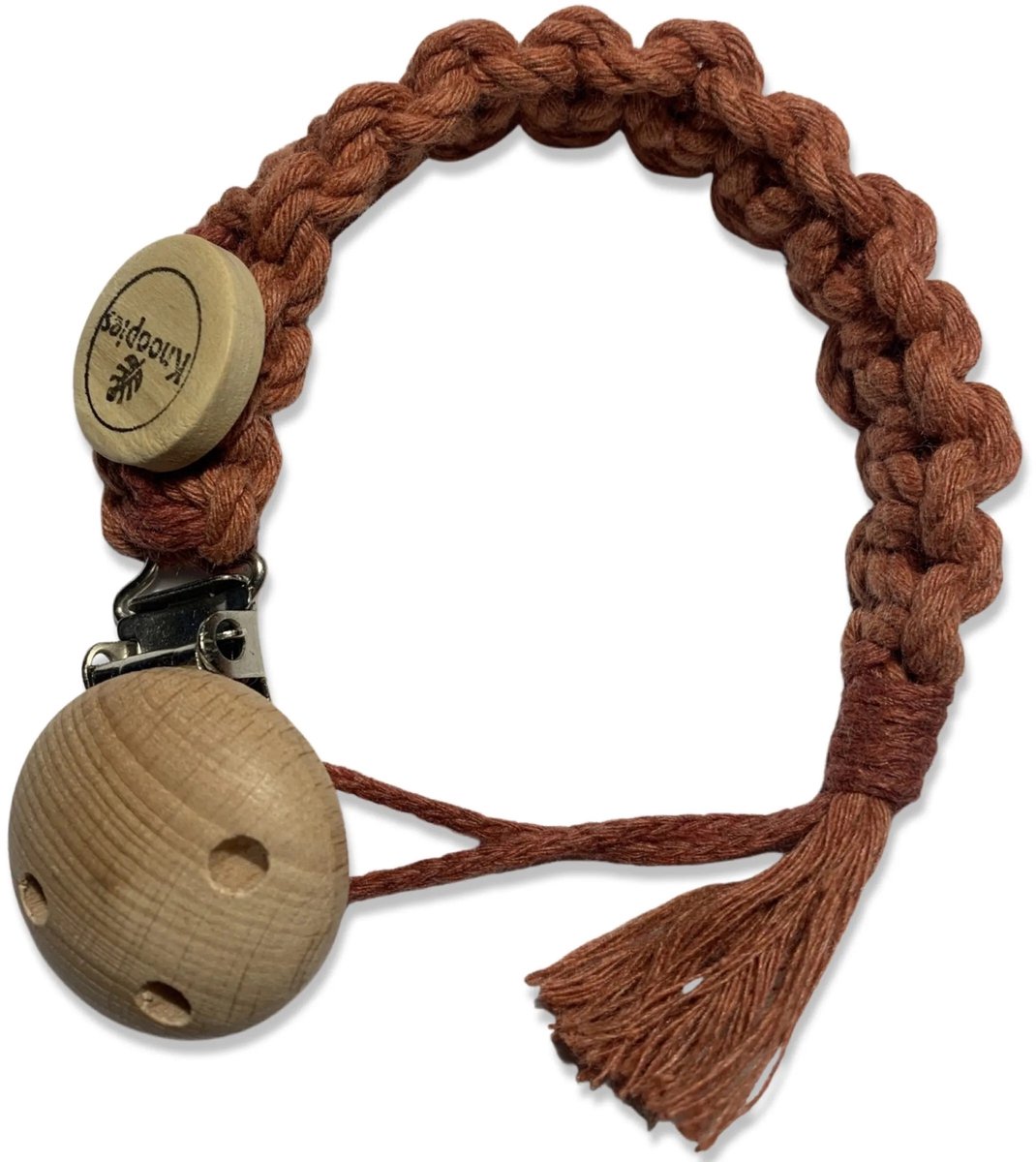Knoopies Speenkoord - Rood/Roestbruin - Katoenkoord - Handgemaakt in ons Macramé Atelier - Prijs per Stuk - Inclusief Verzendkosten