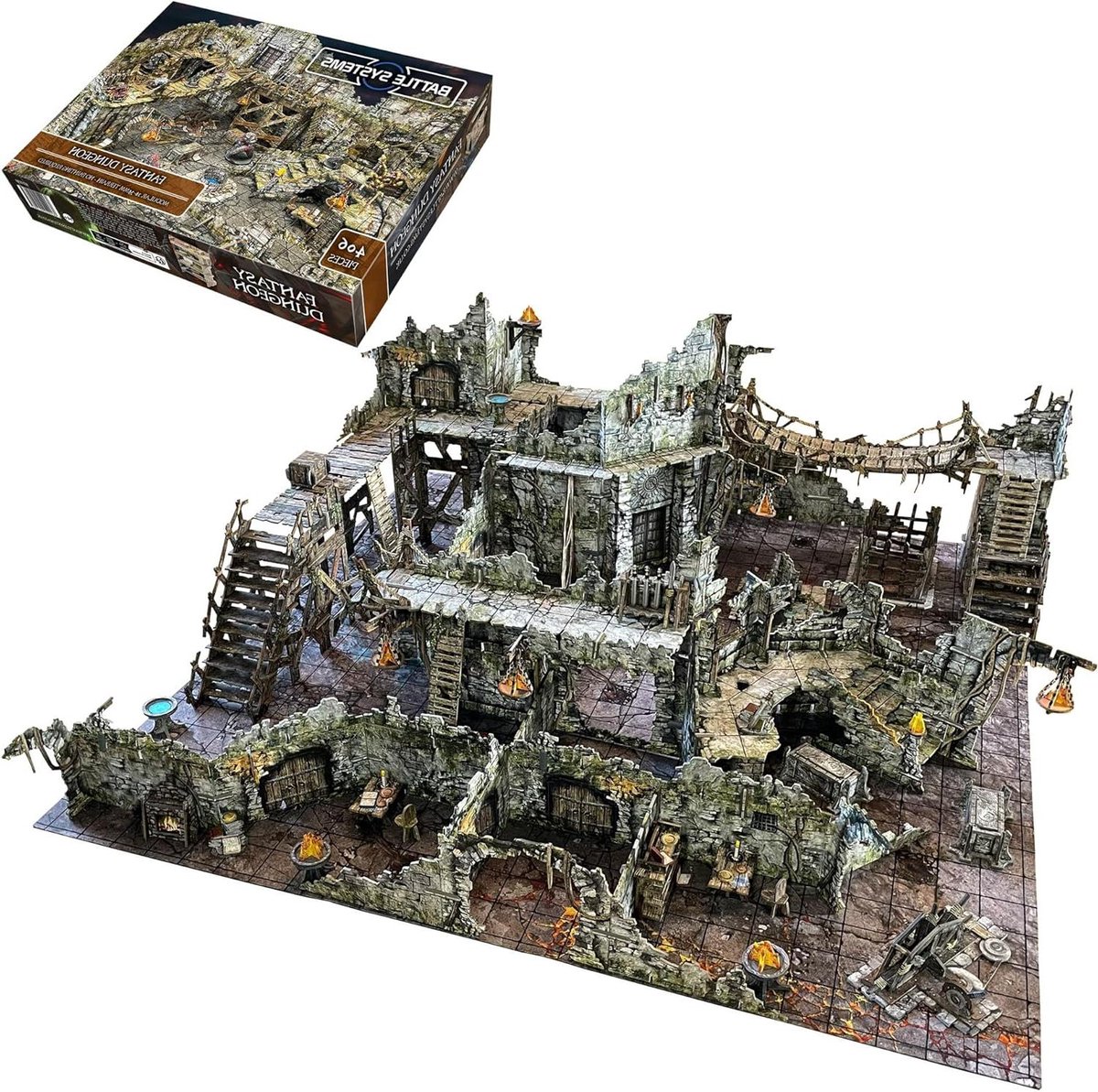 Fantasy Dungeon Terrein - Landschap Spel - RPG Avonturen - Modulair Ontwerp - 10 x 12 x 6 inches - Meerkleurig