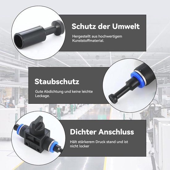 Pneumatische Pluggen - Persluchtkoppelingen Buisdoppen - Luchtleidingen Afdichten - Drukbestendig PP-kunststof - 6 mm - Zwart van Merkloos — afbeelding 2