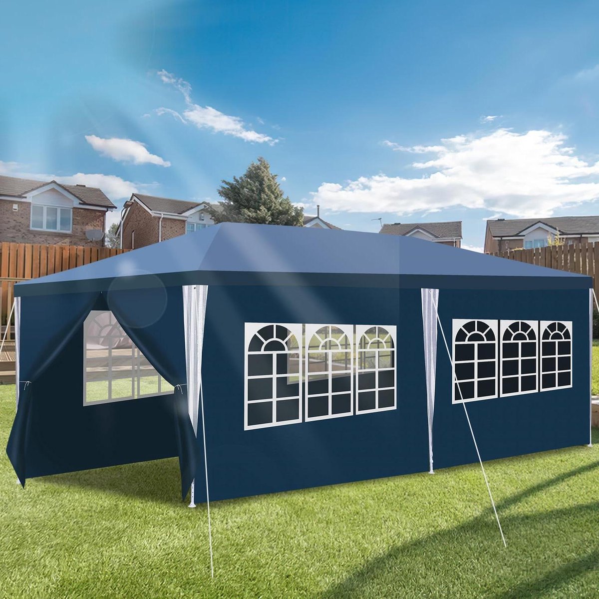 Partytent - Tuintent Paviljoen - Feest organiseren - Waterdicht UV-bestendig - 3 x 6 meter - Blauw