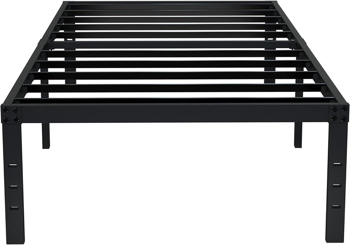 Metalen Bedframe - Platform Bed - Stabiel Slapen - Geluidsvrije Constructie - 16 inch - Zwart