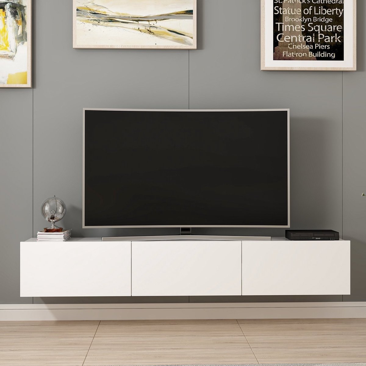 Skye Decor Zwevende TV Meubel - Stijlvol Modern Design - 180 cm Breedte - Perfect voor Elk Interieur Wit