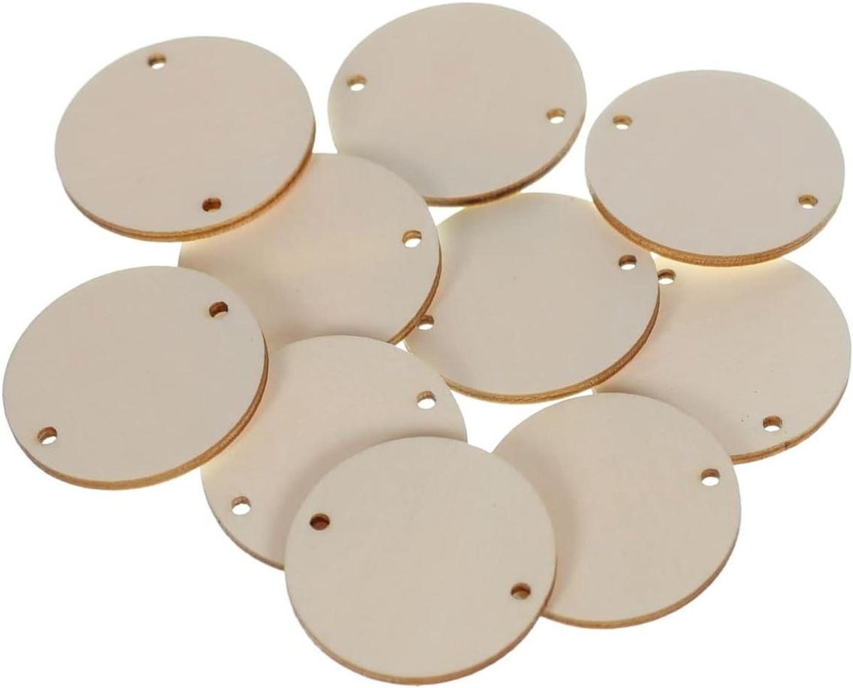 Houten schijven - Cirkels met gaten - Knutselen en decoreren - Gelaserd met bruine rand - 1-60 cm - Natuurlijk hout
