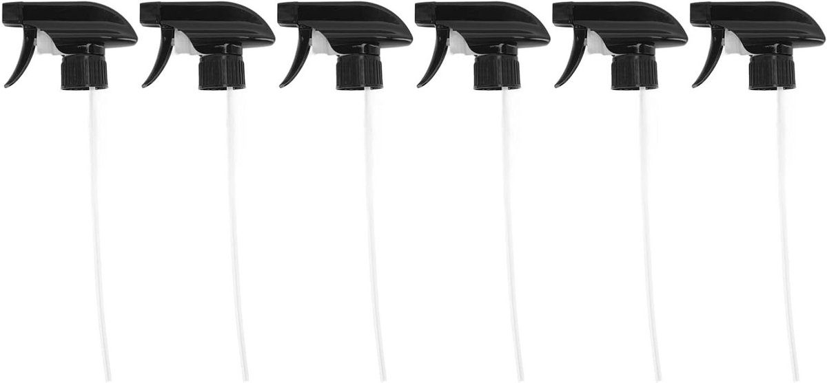 6 Stuks Vervangende Spuitkop voor Plastic Sprayflessen - Mist- en Stroomfunctie, 28mm, Zwart, Ideaal voor Tuin en Huishoudelijk Gebruik
