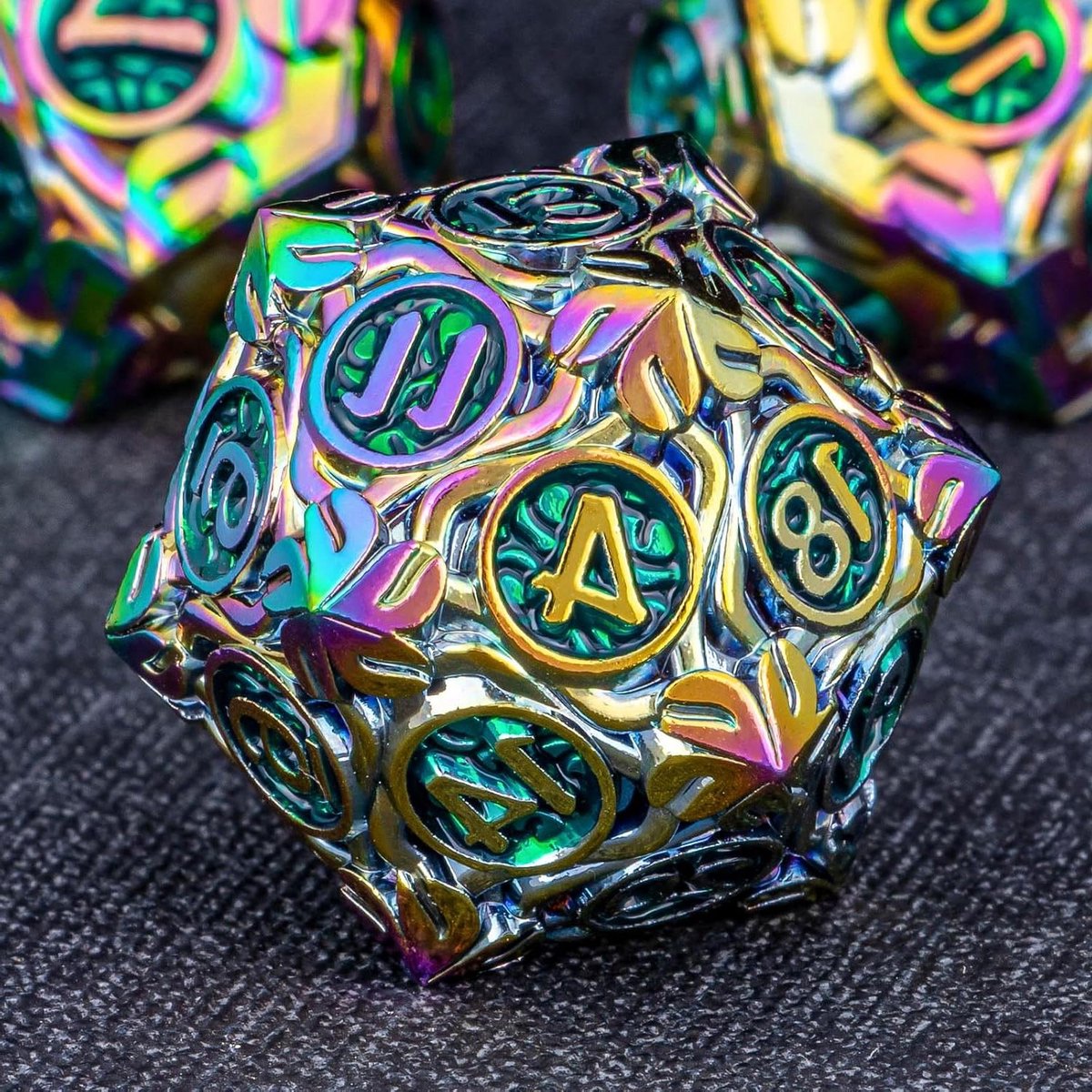 DND Dobbelstenen Set - RPG Dobbelstenen - Rollenspellen Spelen - Uniek Diamant D4 Ontwerp - 7 Stuks - Groen Regenboog