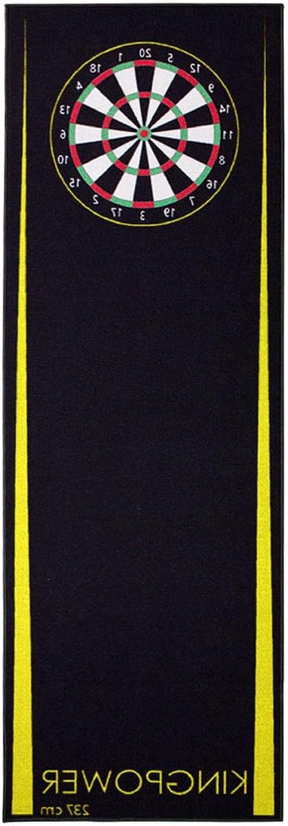Dartmat - Darttapijt Toernooimat - Vloer Beschermen - Met Werplijn - 237 x 80 cm - Geel