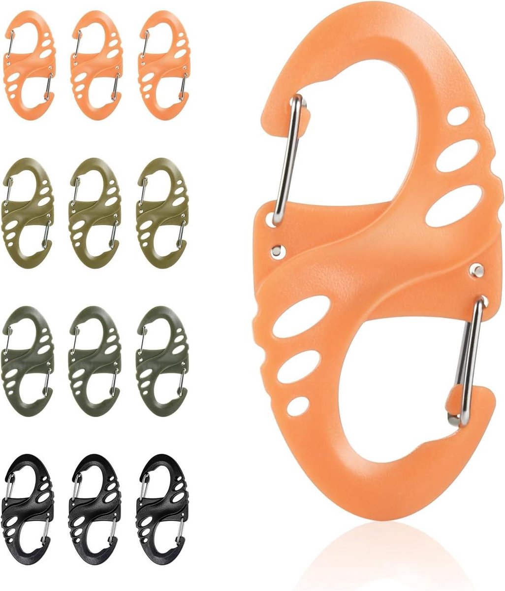 Karabijnhaak Clips - Sluitingen Haken - Sleutelhangers Maken - Dubbele Veerclip - 12 Stuks - Meerkleurig