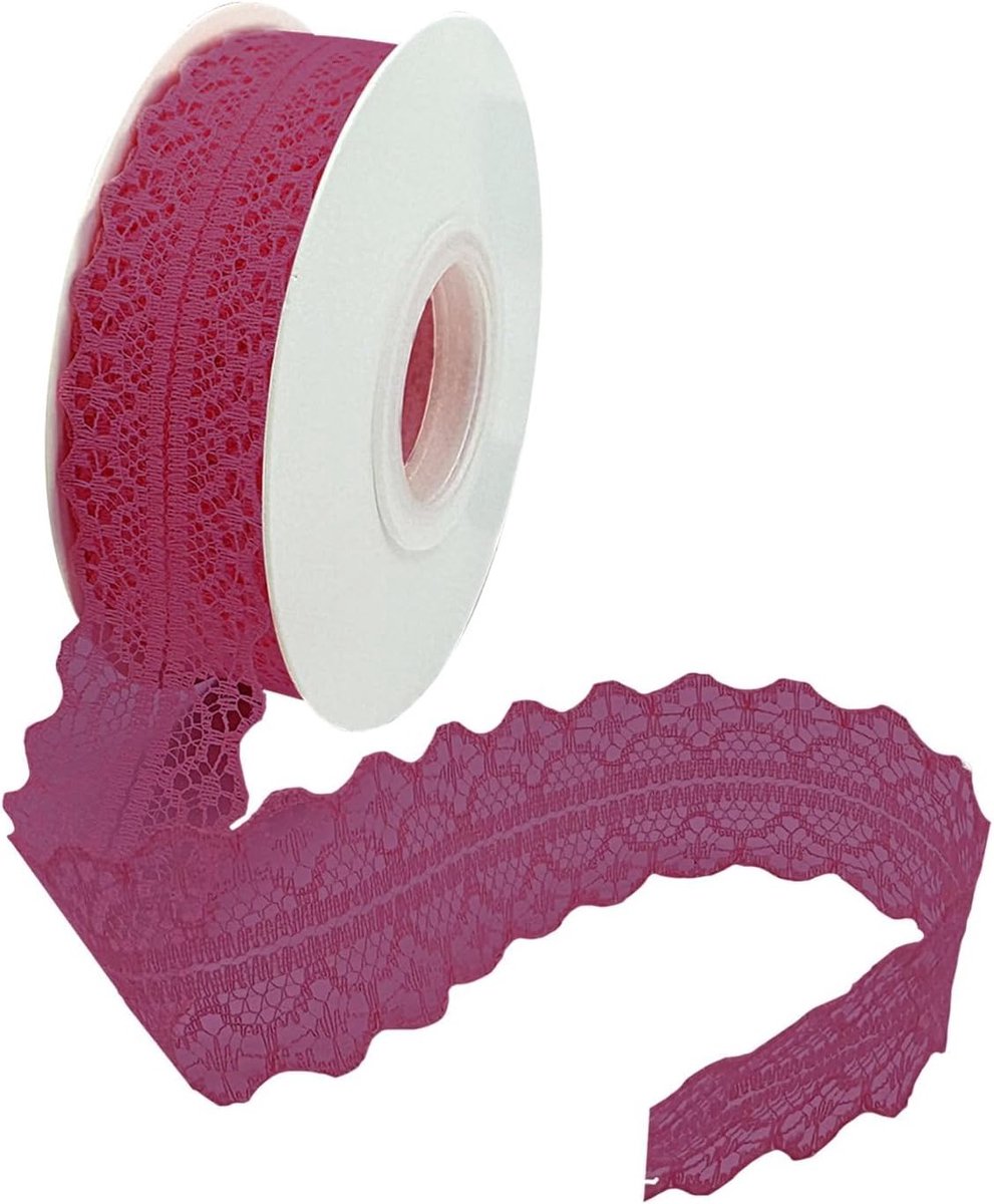 Vintage Kantlint met Randen voor Naaiwerk - Brede 3cm Rood Wijnkleurige Lint voor DIY Bruiloft Tafeldecoratie en Creatieve Projecten (45m/Rol)