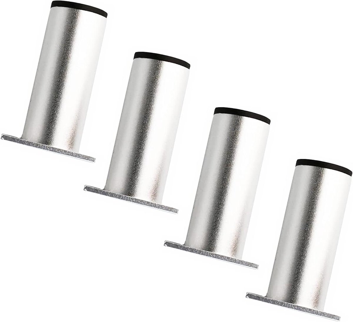 Meubelpoten Set - Kastpoten Onderstel - Meubels Verhogen - Rubberen Vloerbescherming - 80mm Hoog - Zilver