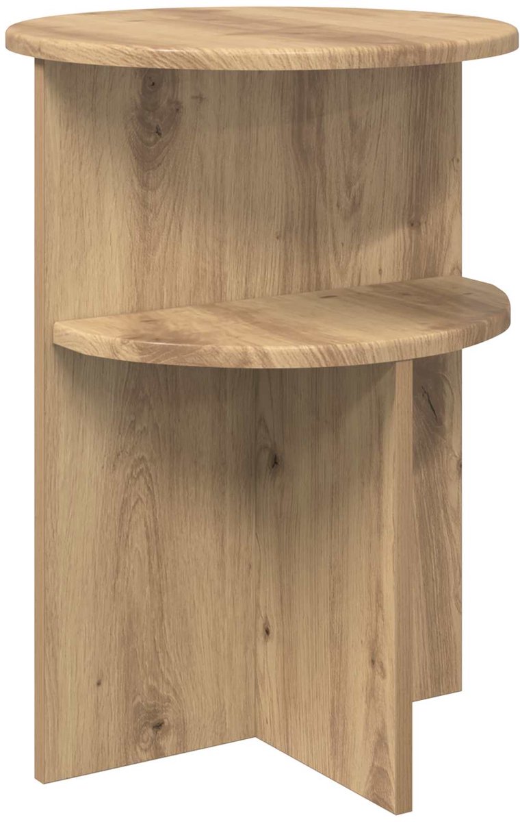 vidaXL Bijzettafel - Artisanaal - eiken - Ø - 39,5 - x - 55 - cm - Bewerkt - hout