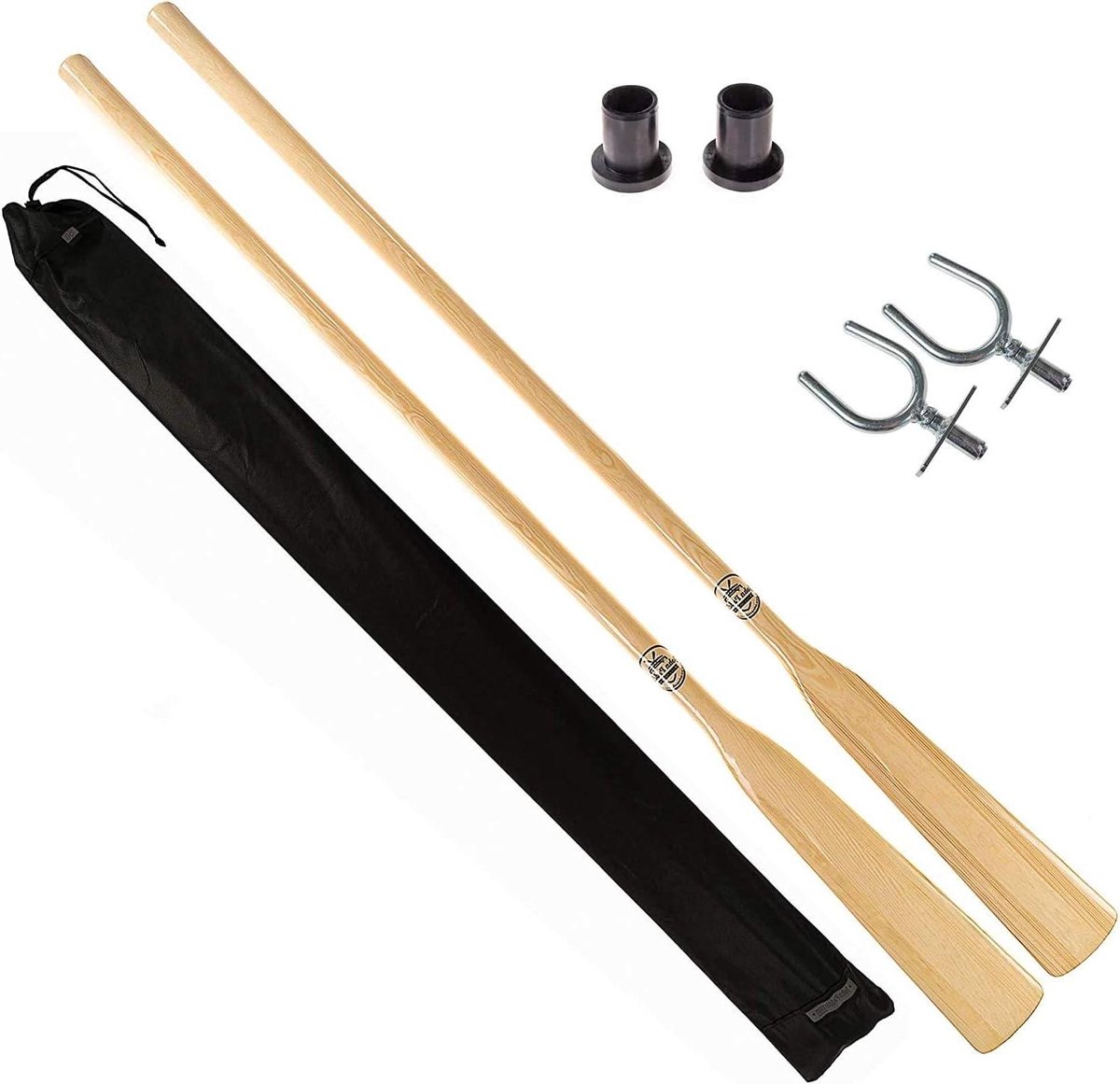 Roei Set - Peddel set - Watersport - Inclusief Roeizak - 165 cm - Zwart Hout Staal