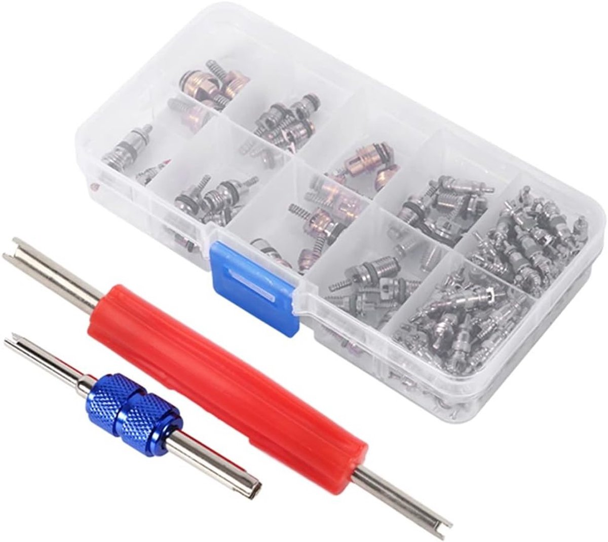 Complete Set van 102 Stukjes Ventielinvoeren voor Airconditioning en Ventiel Turner Tool voor R134a/R12
