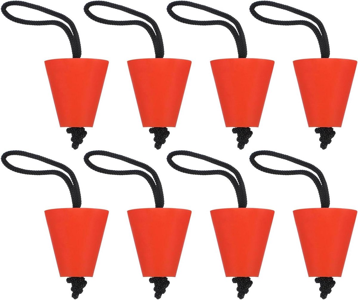 Kajak Scupper Plug Kit - Afvoergaten Stopper Bung - Voorkom Water Binnenkomst - Universele Silicone Pasvorm - 8 stuks - Rood