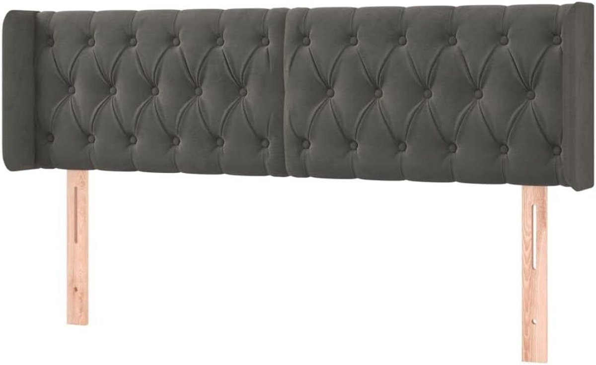 Hoofdbord met randen - Bedonderdeel hoofdeinde - Bedombouw compleet maken - Verstelbare hoogte - 147x16x78/88 cm - Donkergrijs