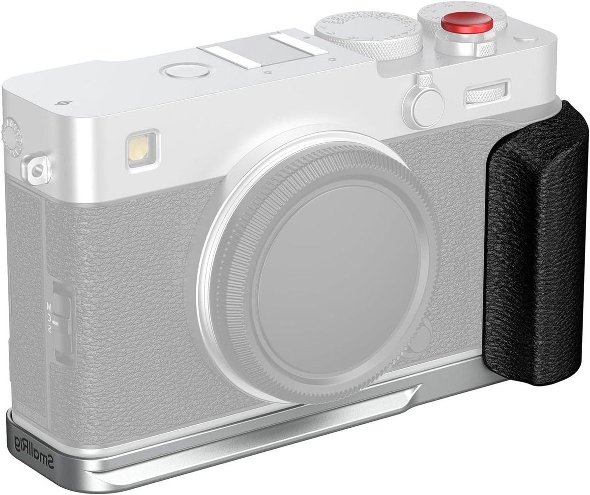 L-vormige grip voor FUJIFILM camera met snelle releaseplaat, ergonomisch ontwerp en lichtgewicht silicone handvat