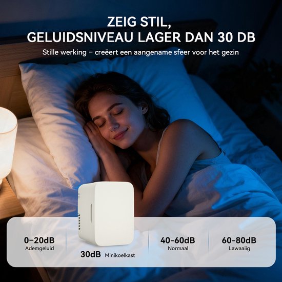 Puluomis - Mini koelkast 4L - Skincare & make-up fridge - 12V & 220V - Koel & warm - Auto koelkast - Compact - Beige van Merkloos — afbeelding 5