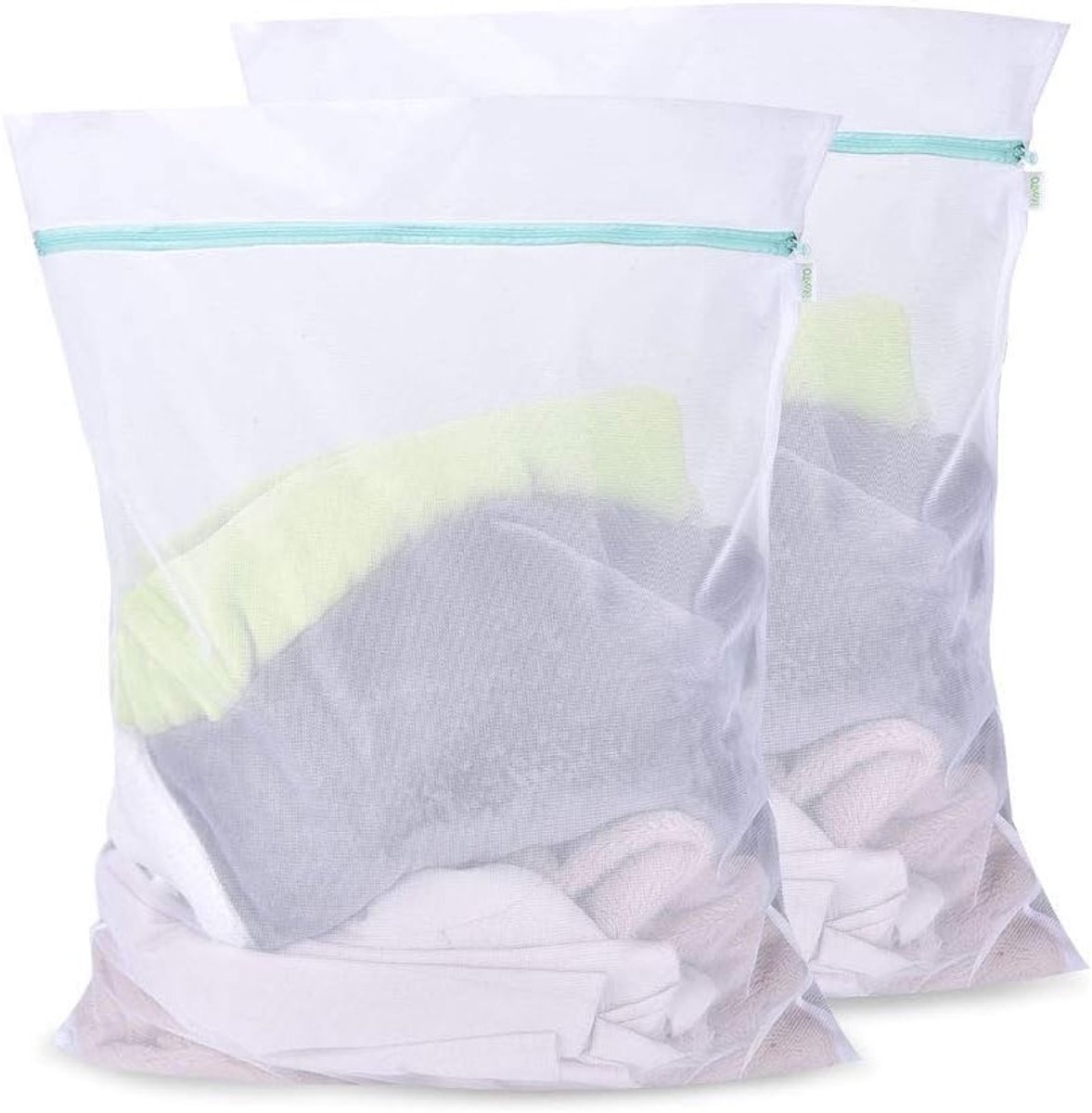 Herbruikbare Waszakken 60x80cm - 2 Stuks Mesh Waszakken met Rits voor Ondergoed, Truien en Kleding - Ideaal voor Wasmachine en Reisorganisatie