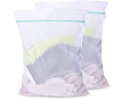 Herbruikbare Waszakken 60x80cm - 2 Stuks Mesh Waszakken met Rits voor Ondergoed, Truien en Kleding - Ideaal voor Wasmachine en Reisorganisatie