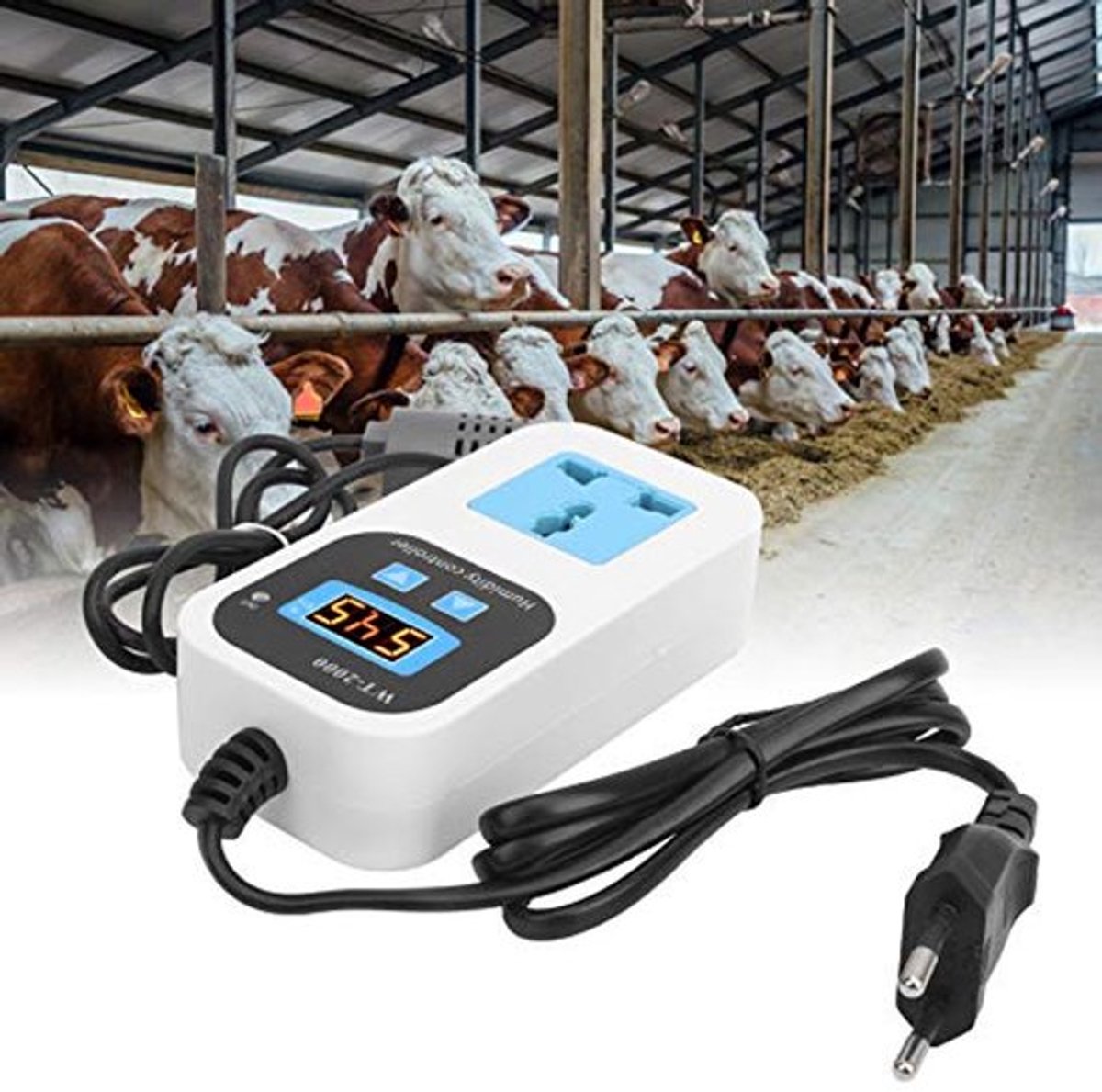 Vochtigheidscontroller WT2000 Humidistat Paddestoel Kweekkas Stopcontact Schakelaar Vochtbeschermer 110-220V (EU Plug)