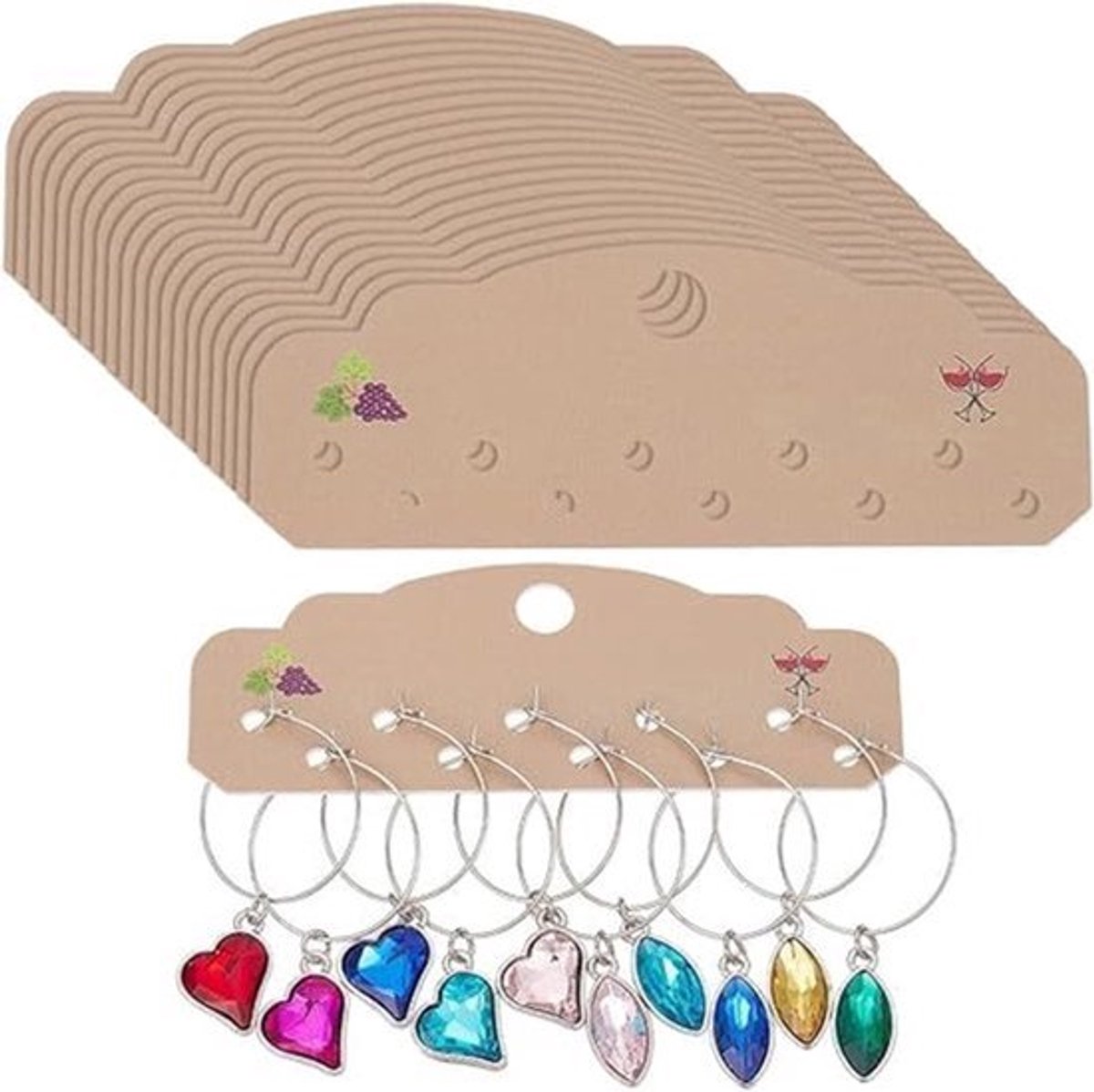 60pcs Wijnglas Charm Houder - Papier - Met 10 Opslaggaten