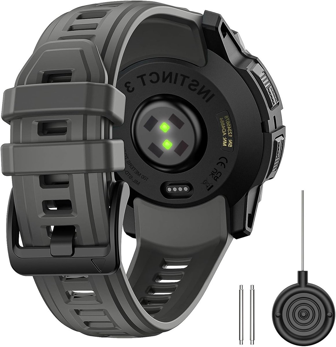 Duurzaam 22 mm siliconen horlogebandje voor Garmin Instinct 3 solar en AMOLED, ademend, waterdicht en vervangend bandje voor sportieve mannen en vrouwen