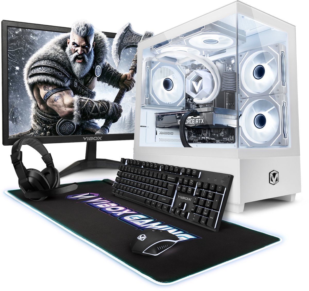 Vibox Gaming PC Set - Ryzen 7 5700X - RTX 3050 - 16GB RAM - 500GB SSD - Windows 11 - WiFi 6 + Bluetooth 5.4 - 23" Monitor + Accessoires