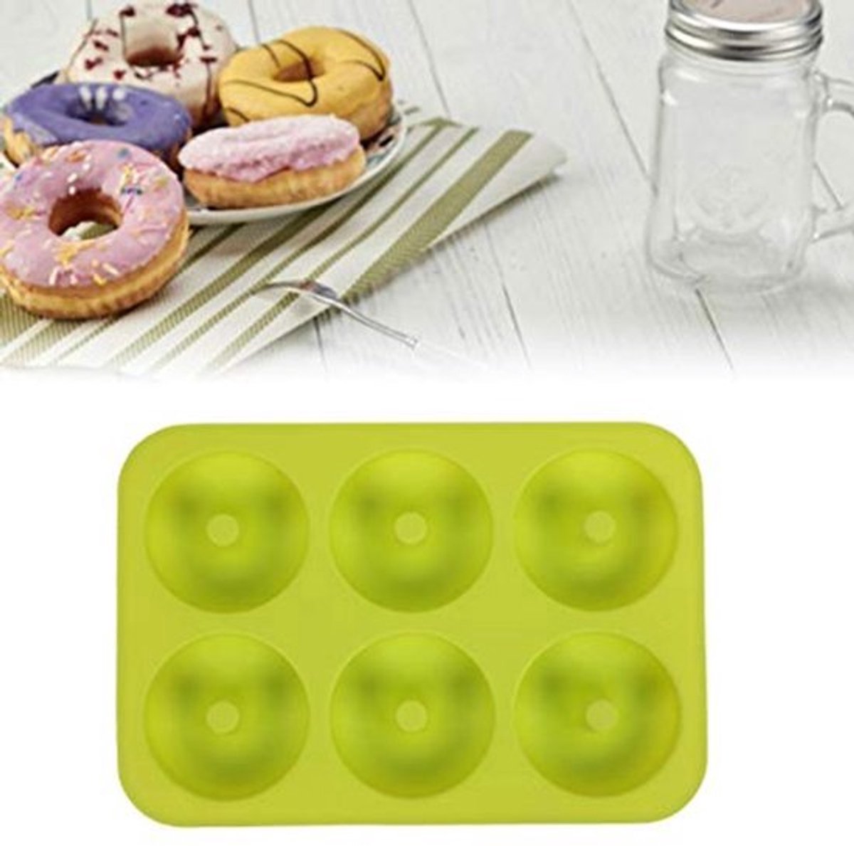 Silicone Donut Pan - 6-Cavity Bakvorm - Hitte- en Koudbestendig - Voor Chocolade en Bakken