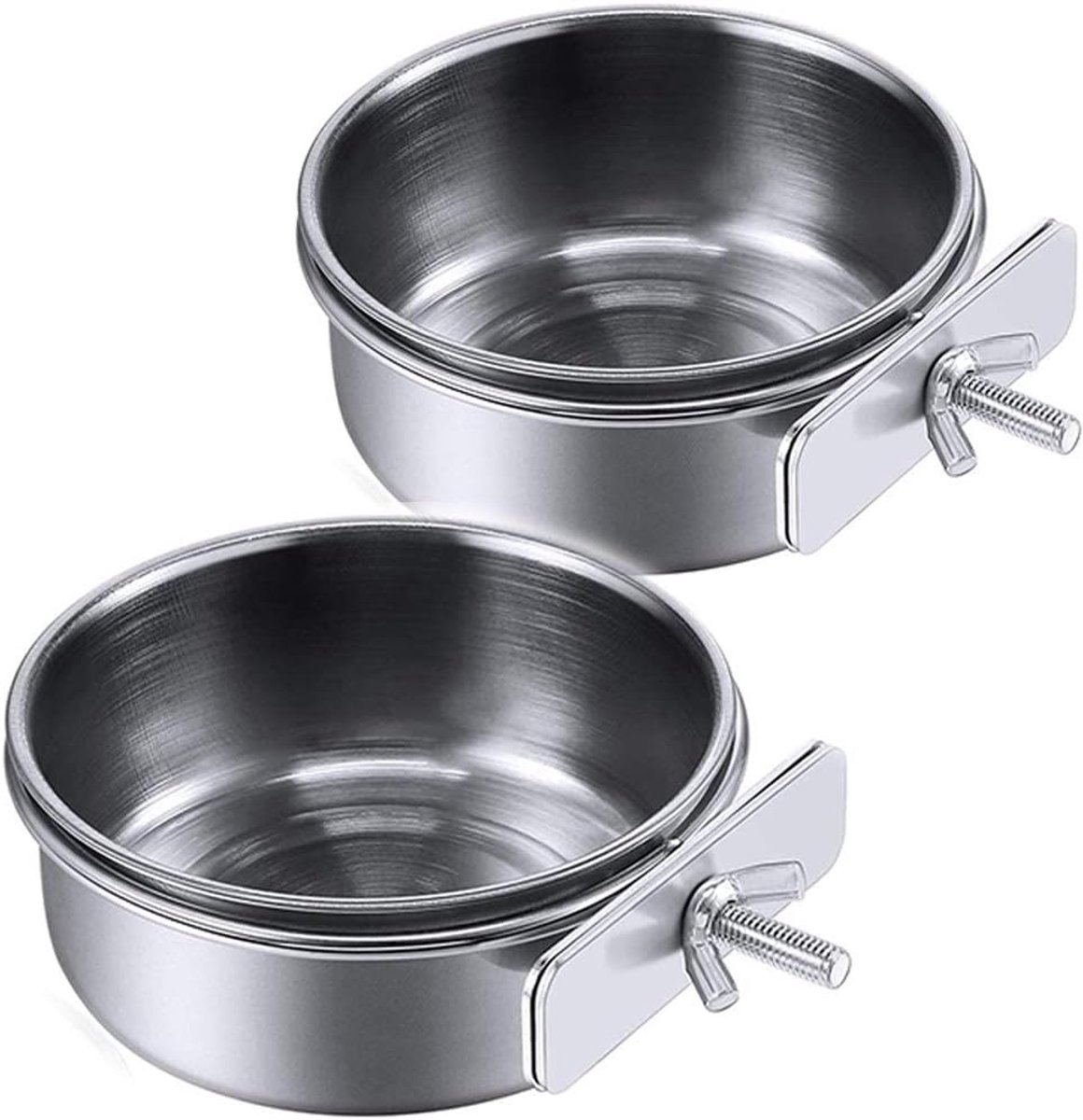 Papegaaienvoerbakjes - roestvrijstalen voerbakjes voor papegaaien - waterbakjes voor in de kooi met klemhouder - voor papegaaien kleine dieren