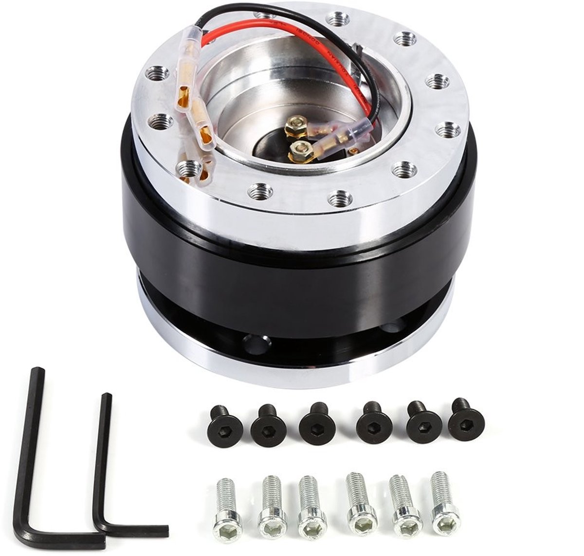 Dailygoody - Steering Hub Adapter - Universele 6-Hole Hub - Veilig en Praktisch - Zwart - Snelle Verandering - Geschikt voor Autos - Aluminium en Rubb
